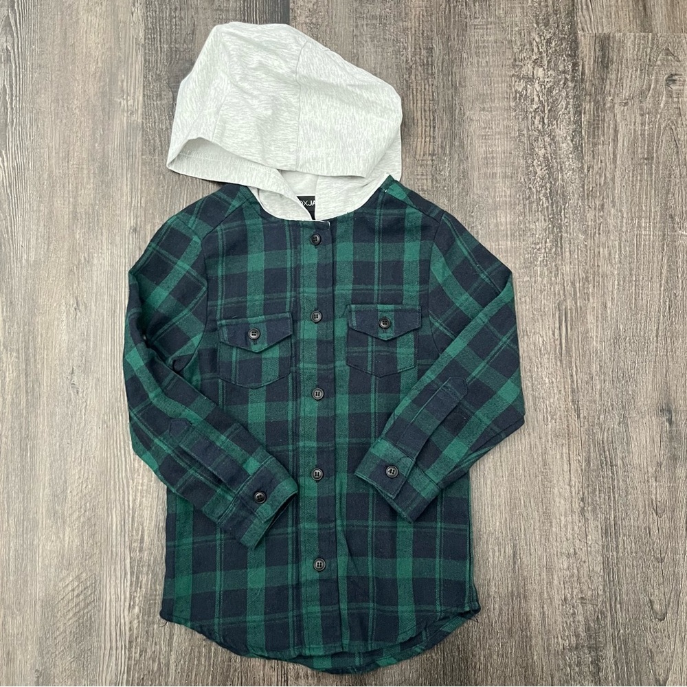 Lenox James green hooded flannel